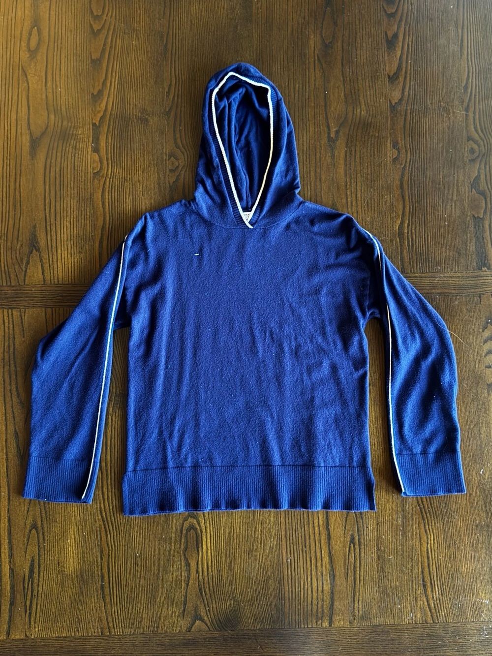 Max Studio Navy Crewneck Sweater with White Trim